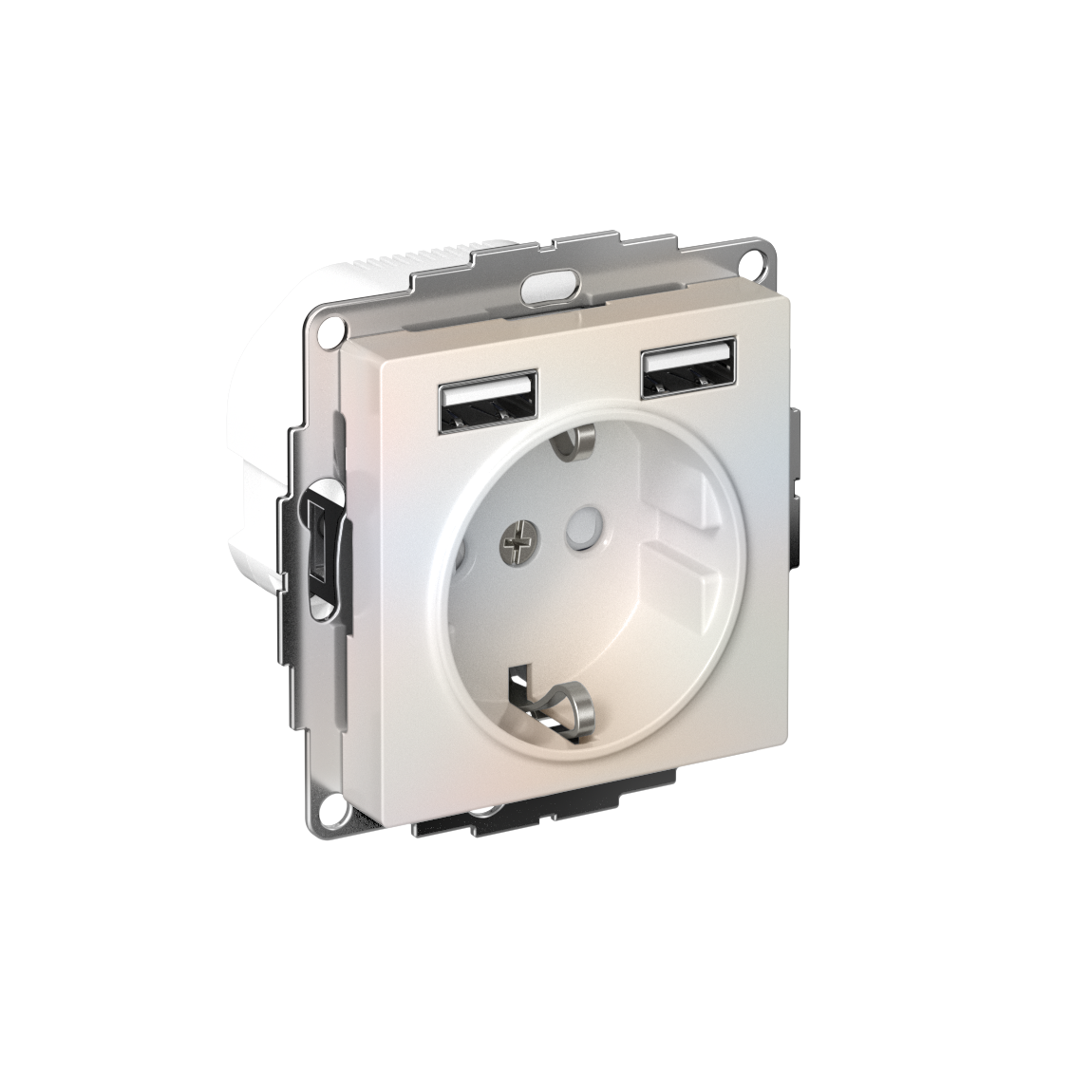 ATLASDESIGN РОЗЕТКА 16А c 2 USB A+A, 5В/2,4А, 2х5В/1,2А, механизм, ЖЕМЧУГ