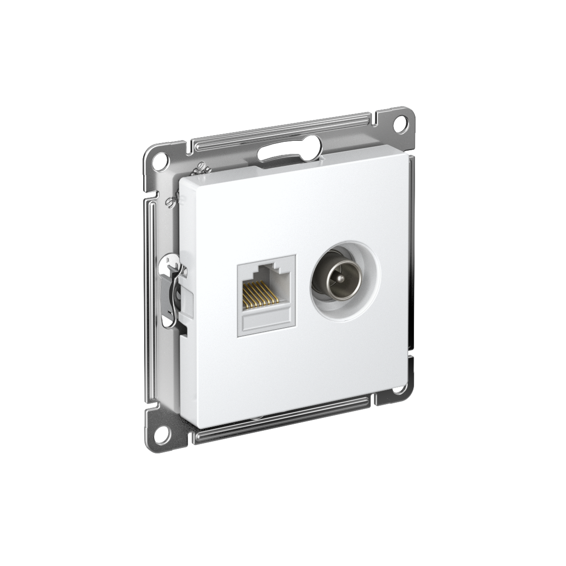 ATLASDESIGN РОЗЕТКА двойная ТВ + компьютерная RJ45 кат. 5e, механизм, БЕЛЫЙ