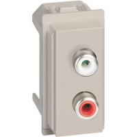 Розетка акустическая с разъёмами RCA 2 канала 1 модуль. KM4269R Песочный. Bticino Living Now.
