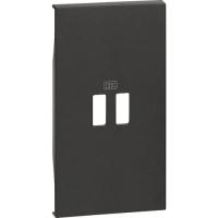Лицевая панель USB зарядки 2 модуля. KG12C Цвет Черный. Bticino Living Now