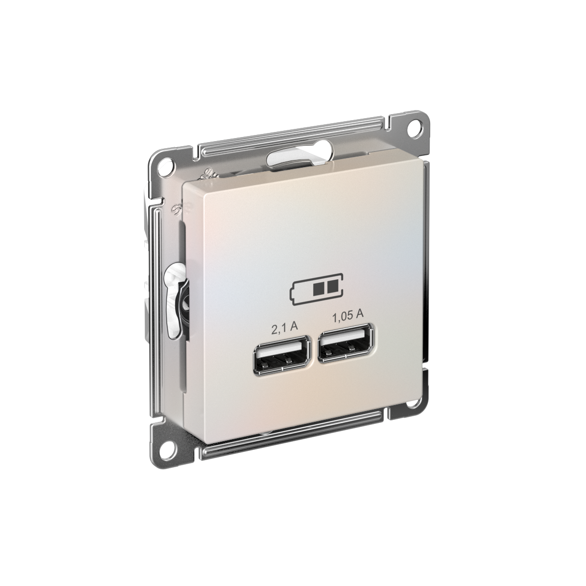 ATLASDESIGN USB РОЗЕТКА A+A, 5В/2,1А, 2х5В/1,05А, механизм, ЖЕМЧУГ