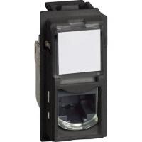 Розетка компьютерная RJ45 cat5e UTP 1 модуль. KG4279C5E Цвет Черный. Bticino Living Now