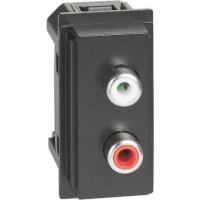 Розетка акустическая с разъёмами RCA 2 канала 1 модуль. KG4269R Черный. Bticino Living Now.