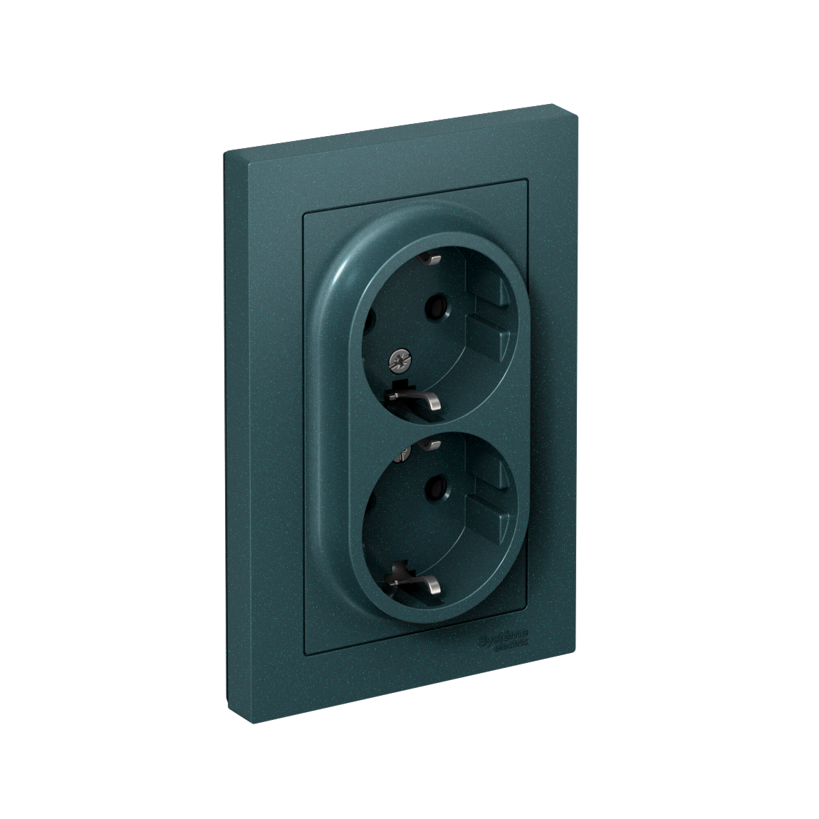 ATLASDESIGN РОЗЕТКА двойная с заземлением без шторок, 16А, в сборе, ИЗУМРУД