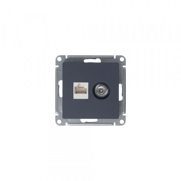 ATLASDESIGN РОЗЕТКА двойная ТВ + компьютерная RJ45 кат. 5e, механизм, ГРИФЕЛЬ