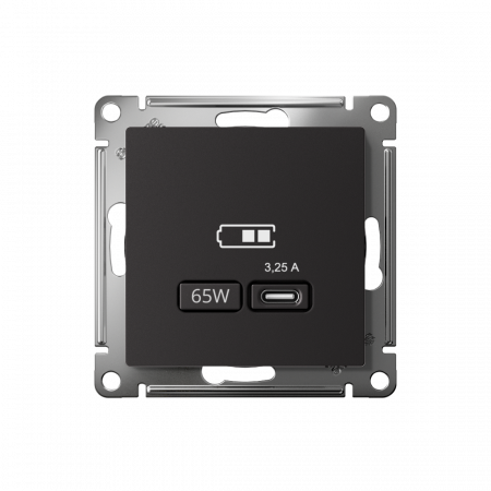 ATLASDESIGN USB РОЗЕТКА тип-С 65Вт высокоскор.заряд. QC, PD, механизм, КАРБОН