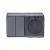 ATLASDESIGN PROFI IP54 О/У БЛОК: РОЗЕТКА с заземл. со шт., 16А, ВЫКЛЮЧАТЕЛЬ 2-клав., 10АХ, АНТРАЦИТ
