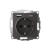 ATLASDESIGN РОЗЕТКА 16А с 2 USB A+C, 5В/2,4А/3,0А, 2х5В/1,5А, механизм, БАЗАЛЬТ