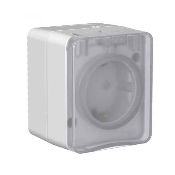 ATLASDESIGN PROFI IP54 О/У РОЗЕТКА с заземлением со шторками, 16А, СЕРЫЙ