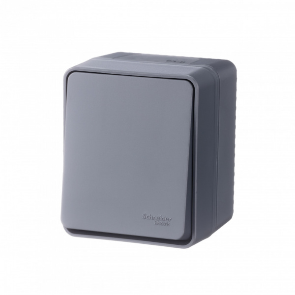 ATLASDESIGN PROFI IP54 О/У 1-клавишный ВЫКЛЮЧАТЕЛЬ, сх.1, 10АХ, АНТРАЦИТ