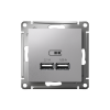 ATLASDESIGN USB РОЗЕТКА A+A, 5В/2,1А, 2х5В/1,05А, механизм, АЛЮМИНИЙ