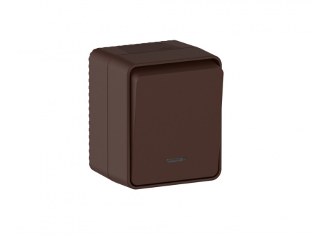 ATLASDESIGN PROFI IP54 О/У 1-клавишный ВЫКЛЮЧАТЕЛЬ с подсветкой, сх.1а, 10АХ, КОРИЧНЕВЫЙ