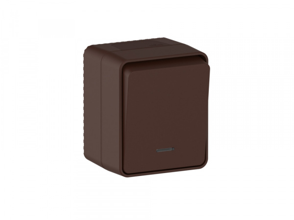 ATLASDESIGN PROFI IP54 О/У 1-клавишный ВЫКЛЮЧАТЕЛЬ с подсветкой, сх.1а, 10АХ, КОРИЧНЕВЫЙ