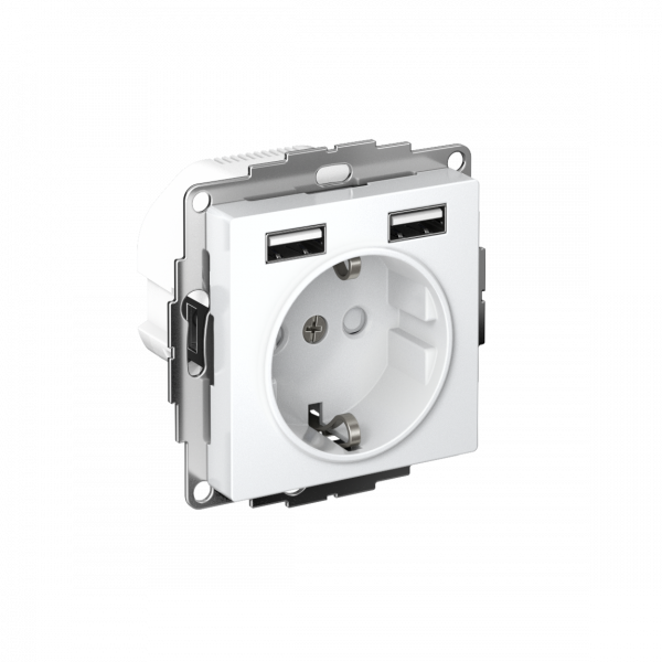 ATLASDESIGN РОЗЕТКА 16А c 2 USB A+A, 5В/2,4А, 2х5В/1,2А, механизм, БЕЛЫЙ