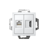 ATLASDESIGN РОЗЕТКА двойная HDMI+RJ45, кат. 5е, механизм, БЕЛЫЙ