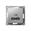 ATLASDESIGN USB РОЗЕТКА тип-С 65Вт высокоскор.заряд. QC, PD, механизм, АЛЮМИНИЙ
