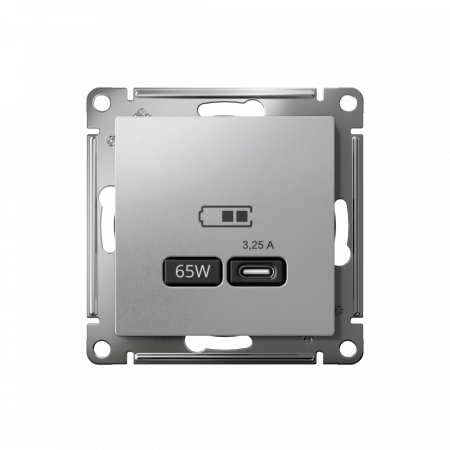 ATLASDESIGN USB РОЗЕТКА тип-С 65Вт высокоскор.заряд. QC, PD, механизм, АЛЮМИНИЙ