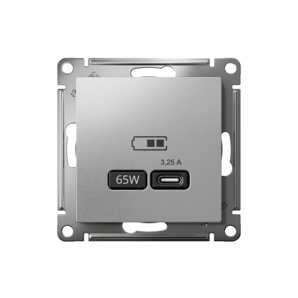 ATLASDESIGN USB РОЗЕТКА тип-С 65Вт высокоскор.заряд. QC, PD, механизм, АЛЮМИНИЙ