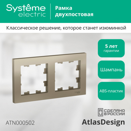 ATLASDESIGN 2-постовая РАМКА, универсальная, ШАМПАНЬ