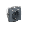 ATLASDESIGN РОЗЕТКА 16А c 2 USB A+A, 5В/2,4А, 2х5В/1,2А, механизм, ГРИФЕЛЬ