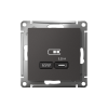 ATLASDESIGN USB РОЗЕТКА тип-С 65Вт высокоскор.заряд. QC, PD, механизм, БАЗАЛЬТ