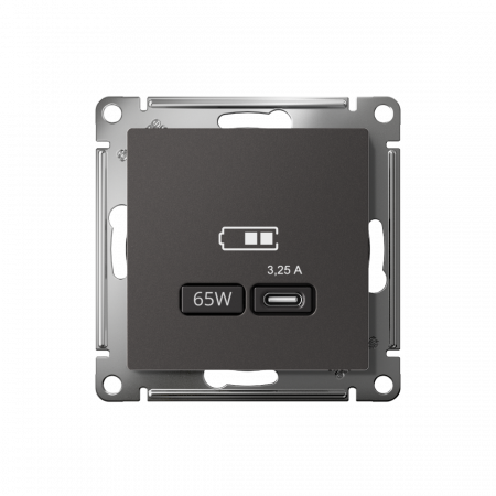 ATLASDESIGN USB РОЗЕТКА тип-С 65Вт высокоскор.заряд. QC, PD, механизм, БАЗАЛЬТ