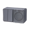 ATLASDESIGN PROFI IP54 О/У БЛОК: РОЗЕТКА с заземл. со шт., 16А, ВЫКЛЮЧАТЕЛЬ 2-клав., 10АХ, АНТРАЦИТ