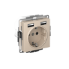 ATLASDESIGN РОЗЕТКА 16А c 2 USB A+A, 5В/2,4А, 2х5В/1,2А, механизм, ПЕСОЧНЫЙ