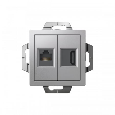 ATLASDESIGN РОЗЕТКА двойная HDMI+RJ45, кат. 5е, механизм, АЛЮМИНИЙ