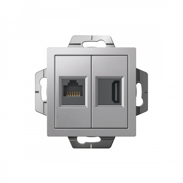 ATLASDESIGN РОЗЕТКА двойная HDMI+RJ45, кат. 5е, механизм, АЛЮМИНИЙ