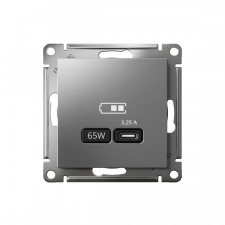 ATLASDESIGN USB РОЗЕТКА тип-С 65Вт высокоскор.заряд. QC, PD, механизм, СТАЛЬ