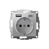 ATLASDESIGN РОЗЕТКА 16А c 2 USB A+C, 5В/2,4А/3,0А, 2х5В/1,5А, механизм, АЛЮМИНИЙ