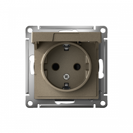 ATLASDESIGN РОЗЕТКА с заземлением со шторками с крышкой, 16А, IP20, механизм, ШАМПАНЬ