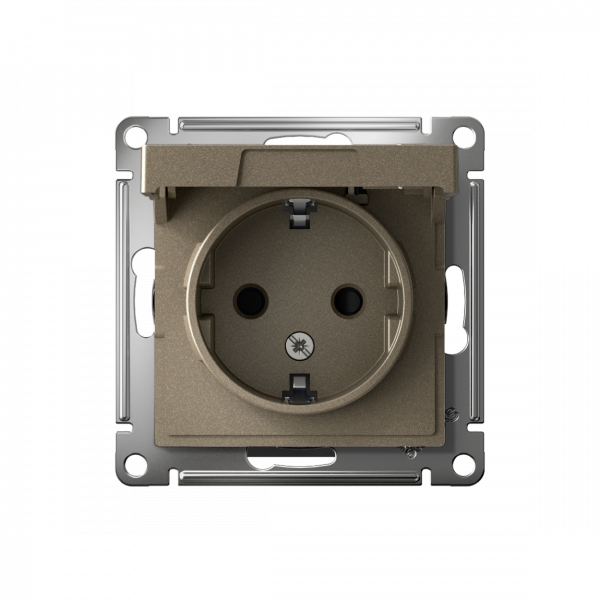 ATLASDESIGN РОЗЕТКА с заземлением со шторками с крышкой, 16А, IP20, механизм, ШАМПАНЬ