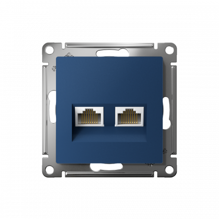 ATLASDESIGN РОЗЕТКА двойная компьютерная RJ45+RJ45 кат. 5e, механизм, АКВАМАРИН