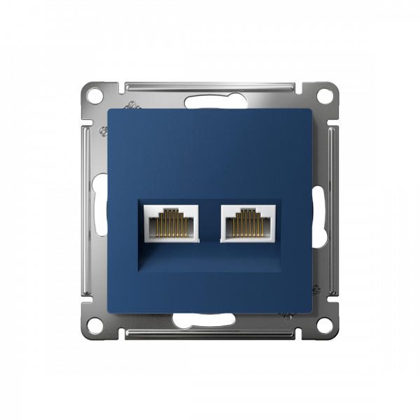 ATLASDESIGN РОЗЕТКА двойная компьютерная RJ45+RJ45 кат. 5e, механизм, АКВАМАРИН