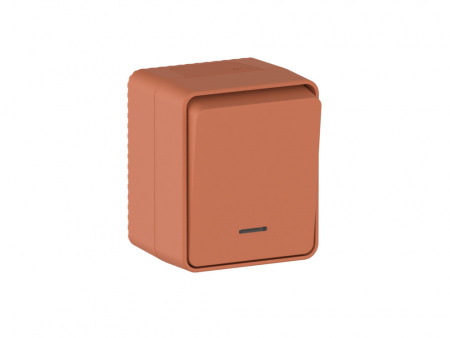 ATLASDESIGN PROFI IP54 О/У 1-клавишный ВЫКЛЮЧАТЕЛЬ с подсветкой, сх.1а, 10АХ, ТЕРРАКОТОВЫЙ