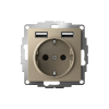 ATLASDESIGN РОЗЕТКА 16А c 2 USB A+A, 5В/2,4А, 2х5В/1,2А, механизм, ШАМПАНЬ