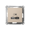 ATLASDESIGN USB РОЗЕТКА А+С, 5В/2,4А, 2х5В/1,2А, механизм, ПЕСОЧНЫЙ
