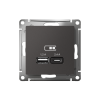 ATLASDESIGN USB РОЗЕТКА А+С, 5В/2,4А, 2х5В/1,2А, механизм, БАЗАЛЬТ