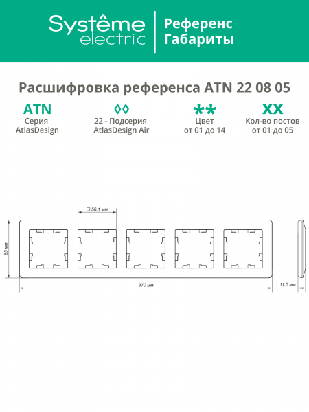 ATLASDESIGN AIR 5-постовая РАМКА, ИЗУМРУД/дымчатый черный