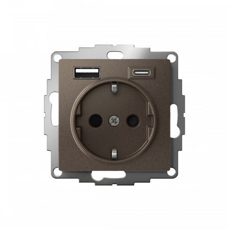 ATLASDESIGN РОЗЕТКА 16А c 2 USB A+C, 5В/2,4А/3,0А, 2х5В/1,5А, механизм, МОККО