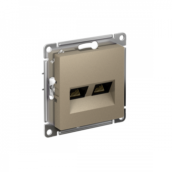 ATLASDESIGN РОЗЕТКА двойная компьютерная RJ45+RJ45 кат. 6А, механизм, ШАМПАНЬ