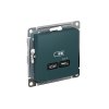 ATLASDESIGN USB РОЗЕТКА тип-С 65Вт высокоскор.заряд. QC, PD, механизм, ИЗУМРУД