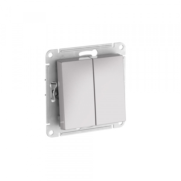 ATLASDESIGN AQUA 2-клавишный ВЫКЛЮЧАТЕЛЬ, IP44, сх.5, 10АХ, мех., быстрозажим. клем., АЛЮМИНИЙ
