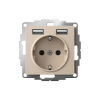 ATLASDESIGN РОЗЕТКА 16А c 2 USB A+A, 5В/2,4А, 2х5В/1,2А, механизм, ПЕСОЧНЫЙ
