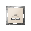 ATLASDESIGN USB РОЗЕТКА A+A, 5В/2,1А, 2х5В/1,05А, механизм, БЕЖЕВЫЙ