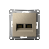 ATLASDESIGN РОЗЕТКА двойная компьютерная RJ45+RJ45 кат. 5e, механизм, ШАМПАНЬ