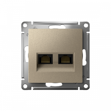 ATLASDESIGN РОЗЕТКА двойная компьютерная RJ45+RJ45 кат. 5e, механизм, ШАМПАНЬ