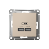 ATLASDESIGN USB РОЗЕТКА A+A, 5В/2,1А, 2х5В/1,05А, механизм, ПЕСОЧНЫЙ
